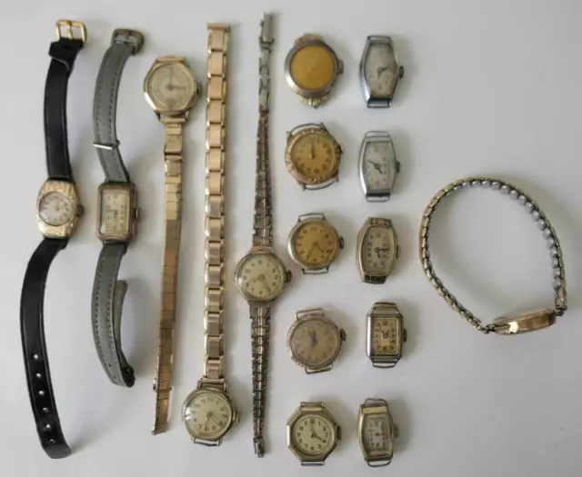 Konvolut von 16 mechanischen Damen Armbanduhren Double Vintage für Bastler LOT 2