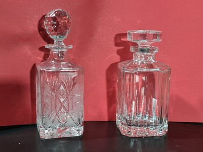 Decanter la galaica Bottiglia in Cristallo Supporto in Argento 925-15x15x31,5 cm. per Whisky o liquori Collezione Platino caraffa 
