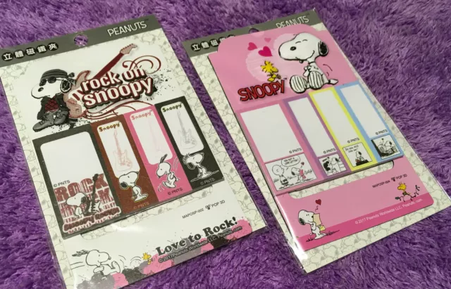 1x Snoopy Sticky Note Pads Cute Woodstock Memo Message Gift Peanuts + Magnet New