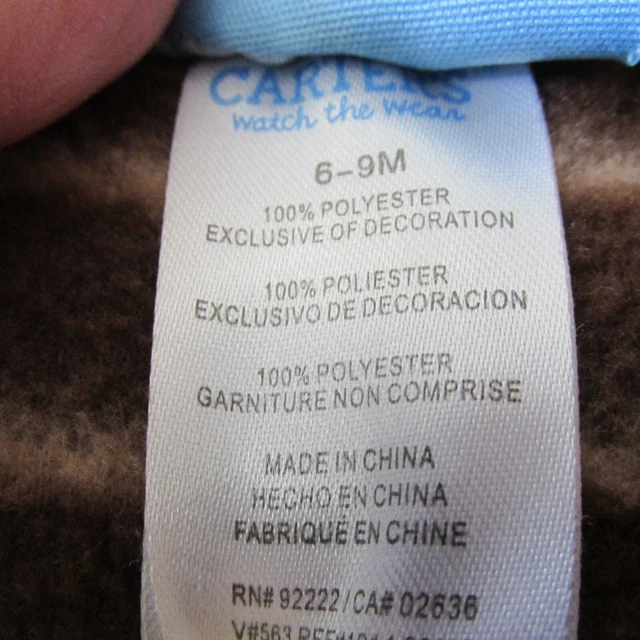 Carters Baby Infant Boy Hooded Vest Pants Bear Outfit 6-9M Brown Striped 2pc 5