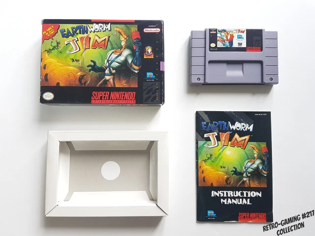 EARTHWORM JIM sur Super Nintendo SNES Version NTSC US Très bon état #RETROGAMING