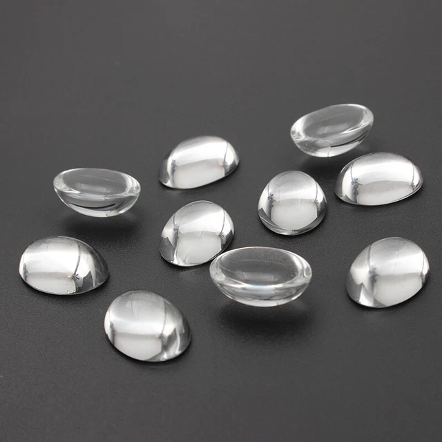 50Pcs Clear 12*16mm Oval Glass Cameo Cabochon Beads Flat Back Jewellery Findings