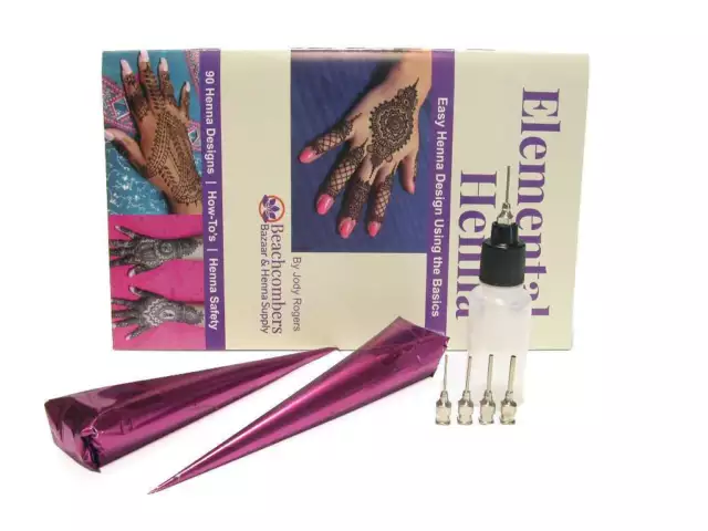 Temporary Tattoo Henna Kit Set Body Art Pre Mixed Paste Ink Cones Tubes Natural