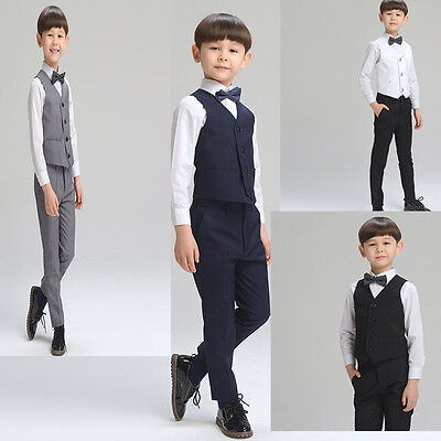 Boys Suits 4PCS  Waistcoat Suit Wedding Page Boy Baby Formal Party Outfits 2-10y