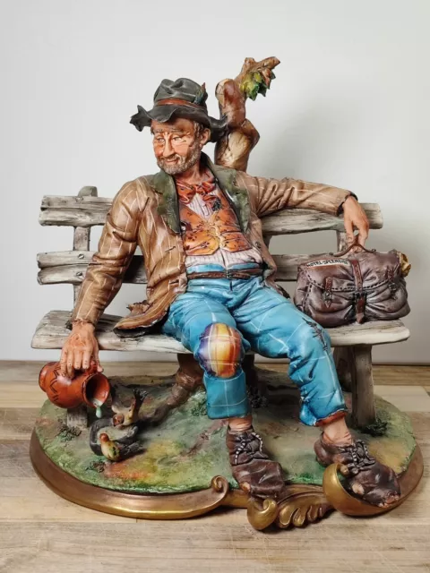 Capodimonte Porcelain Hobo Figure - Signed Volta | Tramp and Birds Capo Di Monte