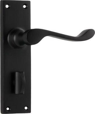 privacy set matt black victorian lever handle backplates,152 x 42 mm 1930 P