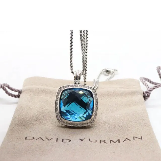david yurman Albion Blue Topaz pendant 925 Silver Necklace
