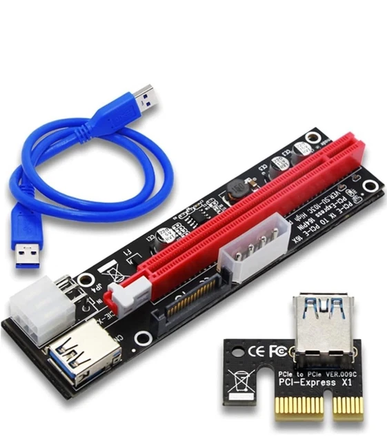 SET 4 pza PCI-E 1x a 16x Powered USB3.0 GPU Riser Extender Adaptador Tarjeta