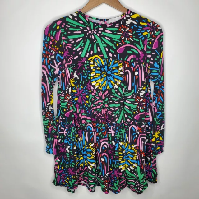 Stella McCartney Girls Firework Dress Size 12 Years Long Sleeve Tiered Colorful