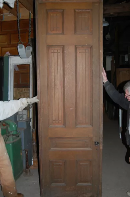 Antique 7 Panel Oak Pocket Door Vintage Home Decor Architectural Salvage