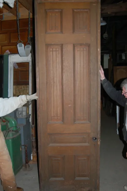 Antique Eight Panel Oak Pocket Door Vintage Home Decor Architectural Salvage