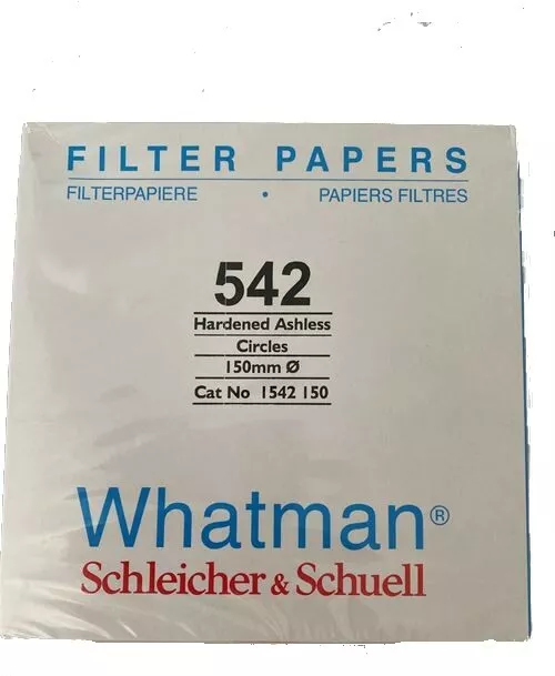 Whatman Filter Paper, Hardened Ashless, 542 150mm X 100 Circles Cat No. 1542 150