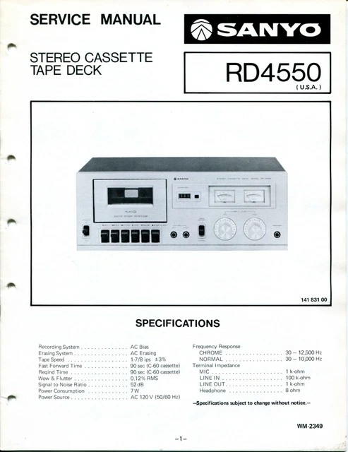 Platine Cassette Sanyo STD-1700 – Vintage – Pour Pièces / Réparation – Fumée Magique