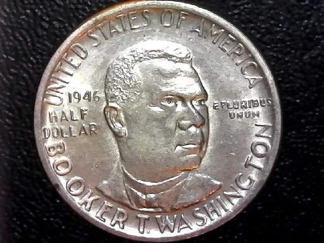 1946 USA 50 Cents Silver Coin Half Dollar Booker T Washington