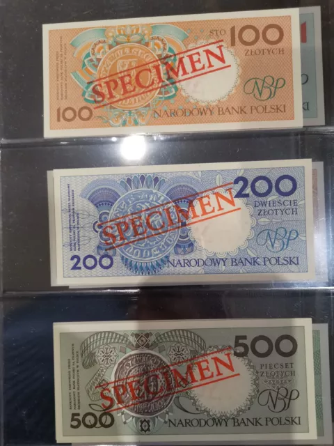 Specimen wzor POLAND 1990 RARE set 9 banknotes 1 - 500 złotych all A0000000!