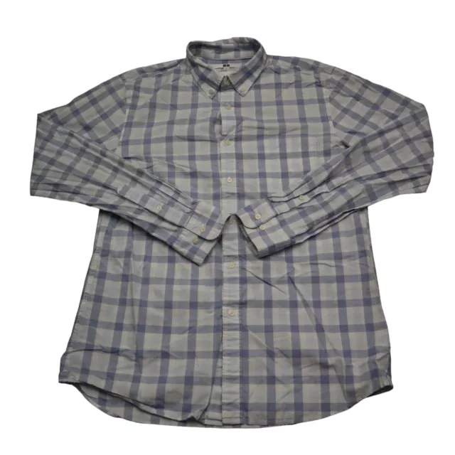 Uniqlo Shirt Mens M Blue Plaid Chest Pocket Button Down Long Sleeve Collared Top