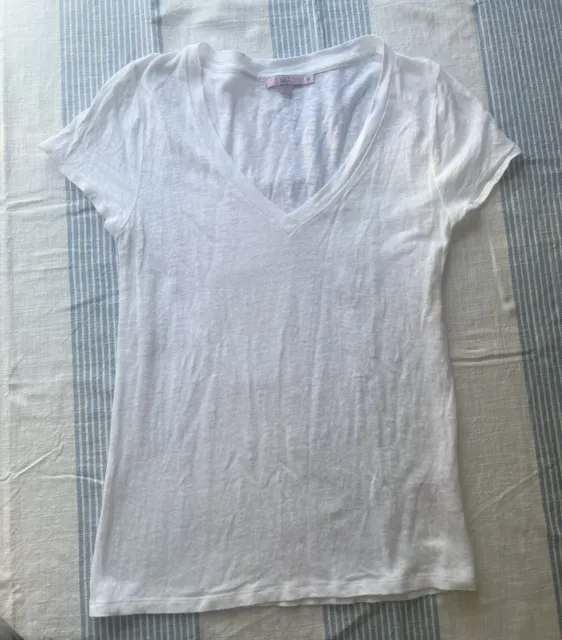 Calypso St. Barth White Linen V-Neck T-Shirt- size Medium