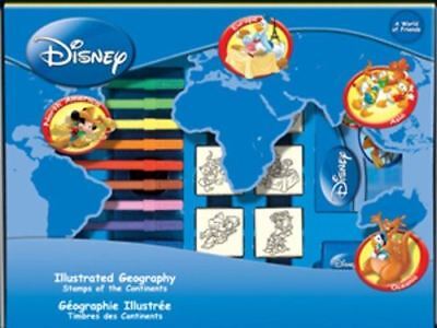 Disney Mickey Geography Playset Stamps Pens Note Book Inc Pad Ruler Big Stamper