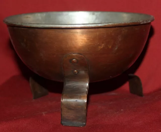 Vintage hand crafted footed copper bowl