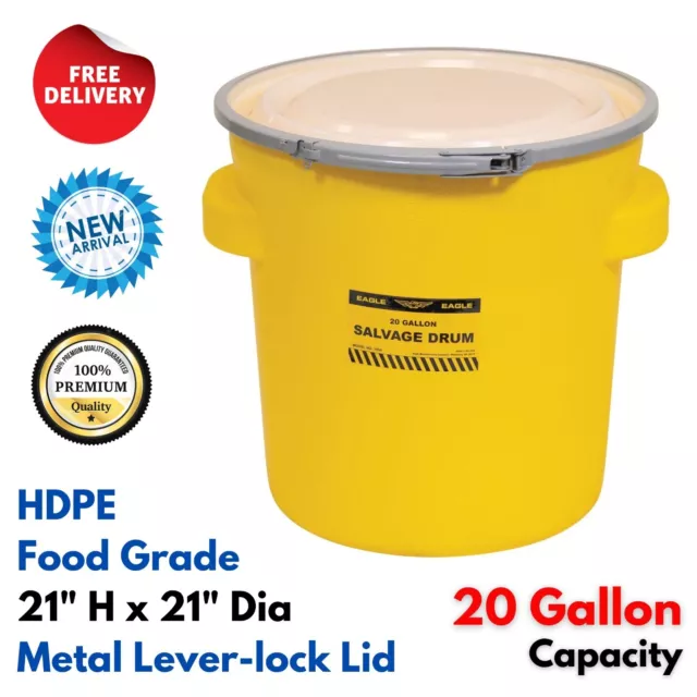20 Gal Plastic Drum Air Tight Lid Lock for Shop Vac Dust Collection Food Storage