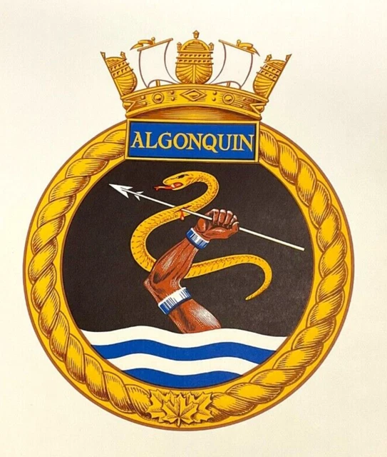 ROYAL CANADIAN NAVY HMCS Algonquin Ships Crest Print 14 x 10 Inches 10