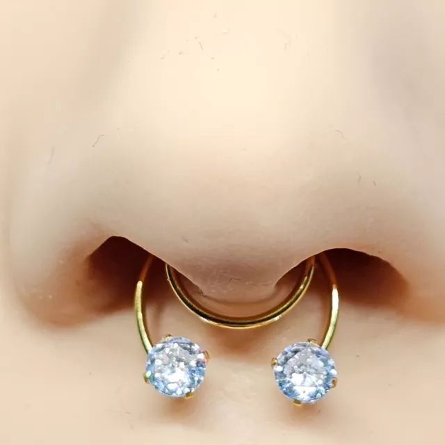 Faux Piercing à Clip sur manchette, Septum, anneau de nez, pierres CZ, ton...