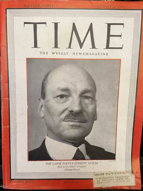 WWII Time Magazine 1945 Attlee Lockheed P-80 Labor Party War Advertising