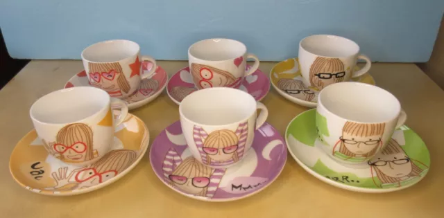 Service à café 6 tasses + soucoupes,  porcelaine de château Valmont