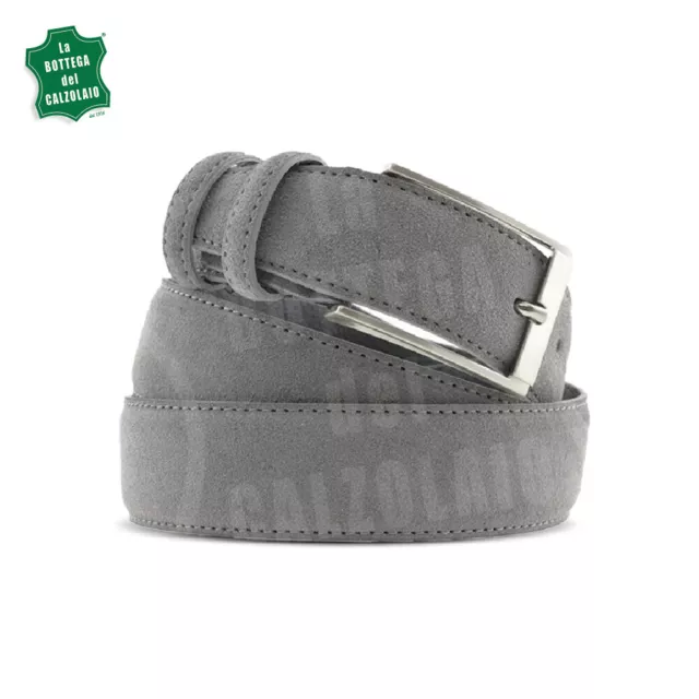 Cintura in pelle uomo camoscio classica grigio artigianale made in italy