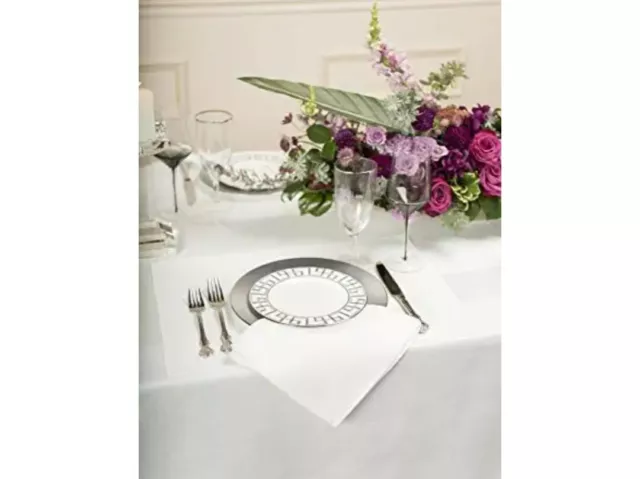 Thomas Ferguson Linen Damask 875 White Satin Band Oval Table Cloth 183 x 229cm