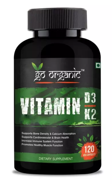 Go Organic Plante à Base De Organique Vitamine D3+K2 120 Capsules Long Expi