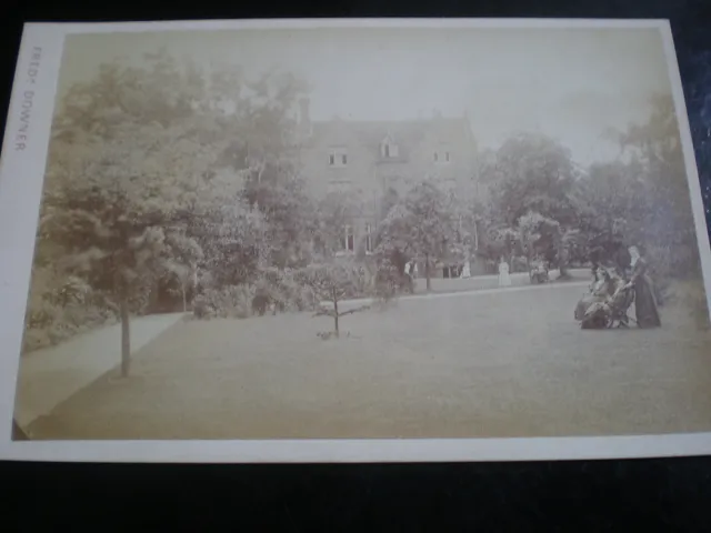 Cdv Cabinet old photograph grand house & grounds by Fred Downer at Watford 1890s