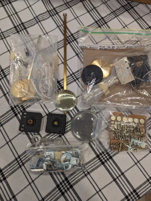Job Lot Clock Parts Motors Pendulums Hangers Faceplate Misc Repair Build Q80 Job Lot Clock Parts Motors Pendulums Hangers Faceplate Misc Repair Build Q80