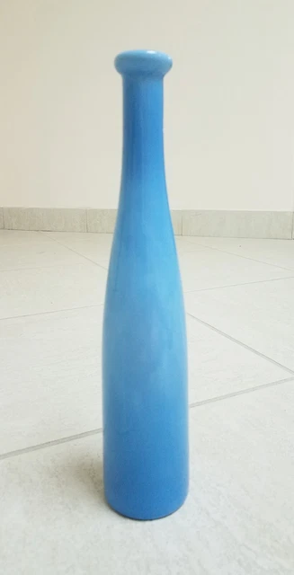 Tall Antique Victorian French Blue Opalescent w Striations Barber Bottle Pontil