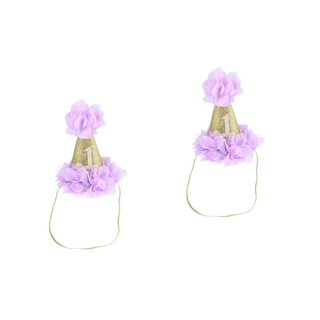 2pcs Cat Dog Pet Birthday Party Hat Cosplay Costume Accessory Headwear (Purple)