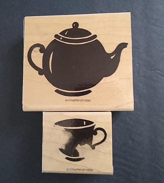 Stampin' Up Vintage Rubber Stamps Lot Teapot Teacup Tea Cup Mug 1996