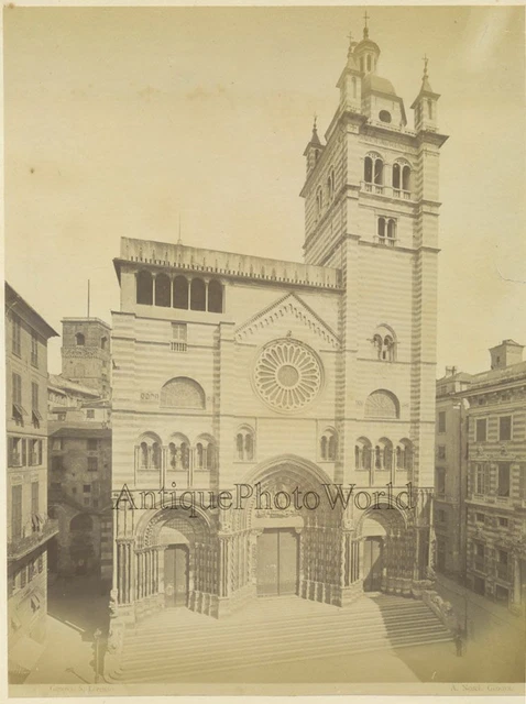 Genoa Cathedral Italy antique albumen photo A. Noack