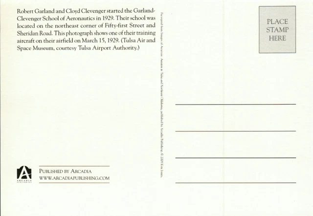 *OK Postcard-"Garland-Clevenger School of Aeronautics, 1929" *Tulsa- {G12-S3} 2