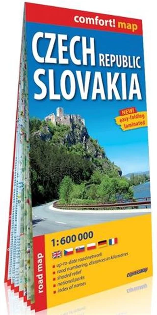 Comfort! Map Czech Republic & Slovakia: up-to-date road network, road numbering,