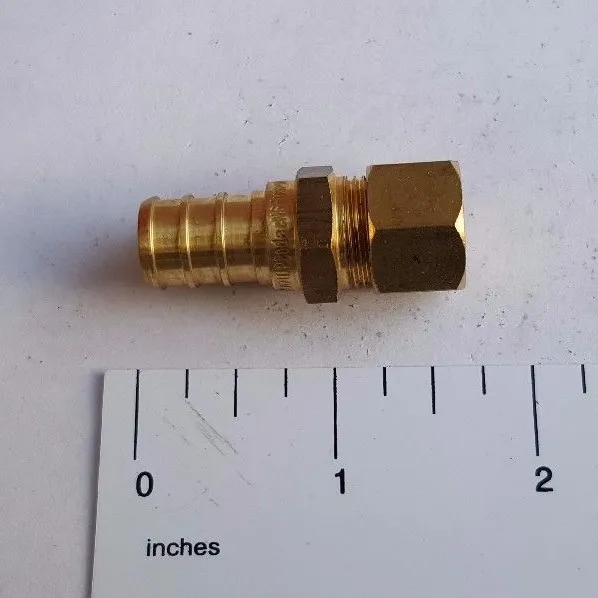 1 Piece 1/2" Pex X 3/8" Od Comp. Straight Adapter Fittings, Lead-Free Brass Nsf