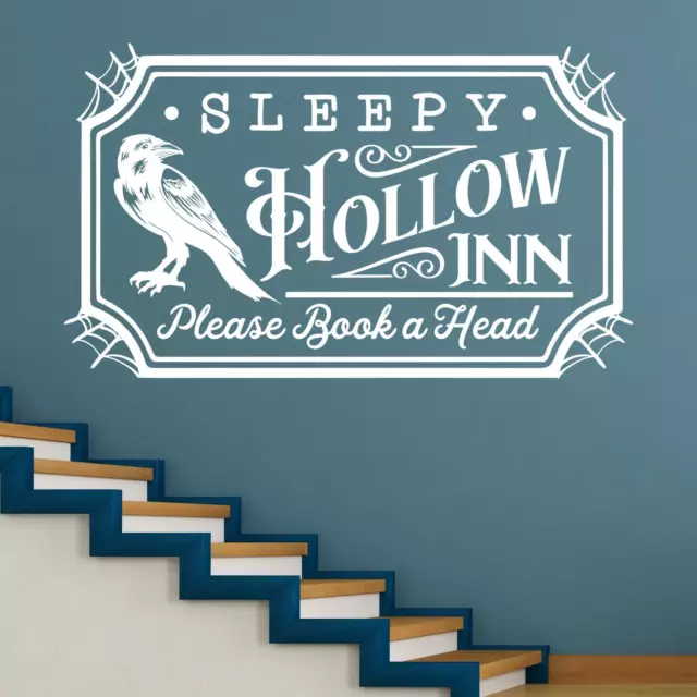 Sleepy Hollow Inn Please Book A Head Wall Sticker Decal  Halloween Home Décor 3