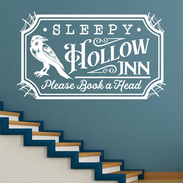 Sleepy Hollow Inn Please Book A Head Wall Sticker Decal  Halloween Home Décor 3