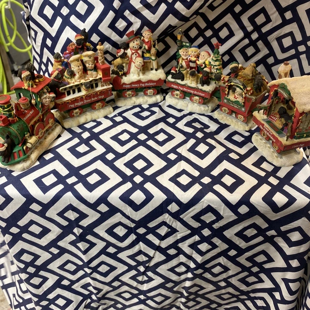 Retired Danbury Mint Chinese Pug The Holiday Rail