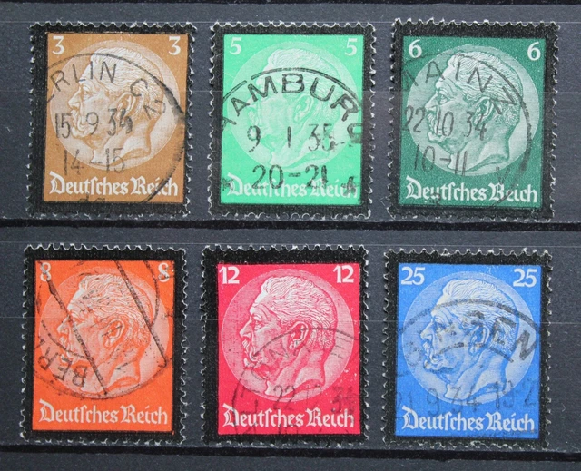 Deutsches Reich MiNr. 548/53 gestempelt Hindenburg mit Trauerrand