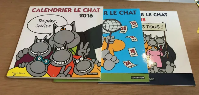 Geluck - Le Chat - 3 Calendriers - 2016 + 2017 + 2018 - Casterman ( Ttbe )