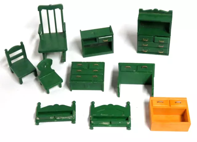 1985 Epoch Dollhouse Bedroom Dressers  Nursery Furniture Lot Green Furniture