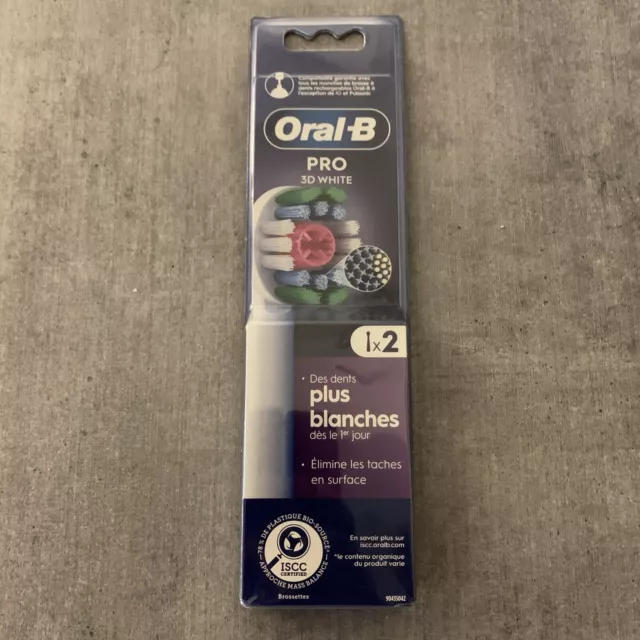 Pack de 2 BROSSETTES PRO 3 D WHITE ORAL-B Neuf