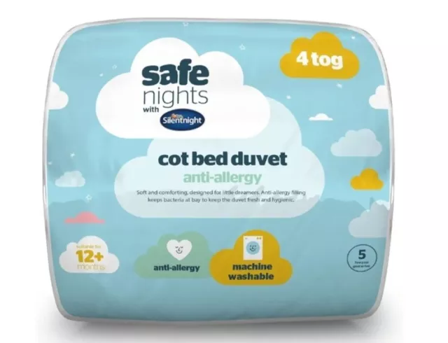 Safe Nights Anti-Allergy Cot Bed Nursery Duvet - 4 Tog with