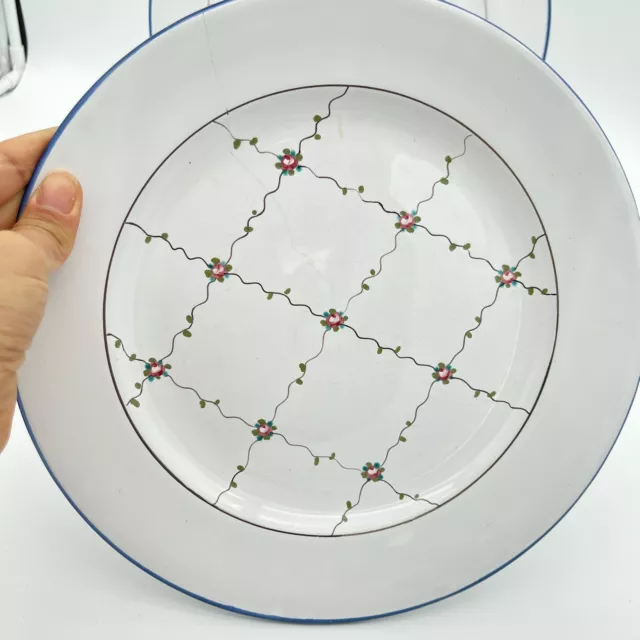 2 Rare Pour La Verrerie de Biot French Hand Painted Ceramic Dinner Plates 3
