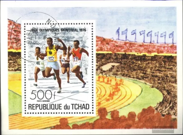 tchad Bloc 65 oblitéré 1976 Jeux Olympiques Été